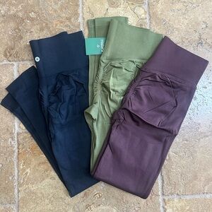 NWT(3 Pk) Halara Seamless Flow High Waisted Tummy Control Butt Lifting Leggings